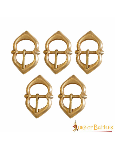 Set of 5 brass buckles for armor straps