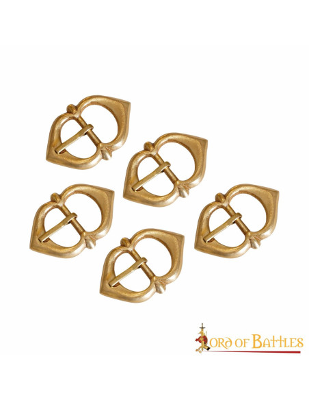 Set of 5 brass buckles for armor straps