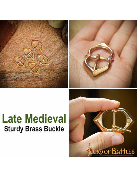 Set of 5 brass buckles for armor straps