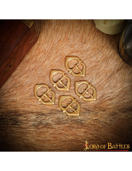 Set of 5 brass buckles for armor straps