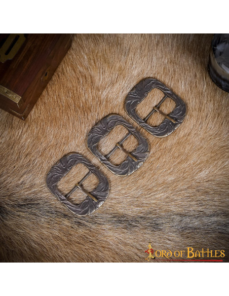 Set of 3 aged medieval belt buckles