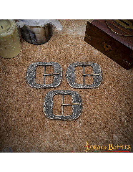 Set of 3 aged medieval belt buckles