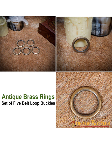 Set of 5 aged brass rings for...