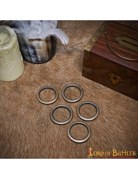 Set of 5 aged brass rings for...
