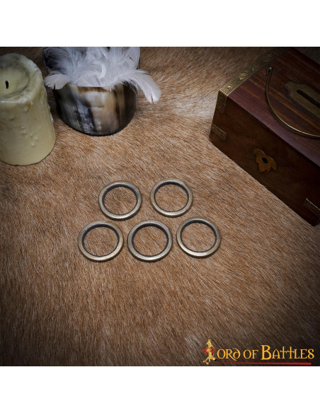 Set of 5 aged brass rings for...