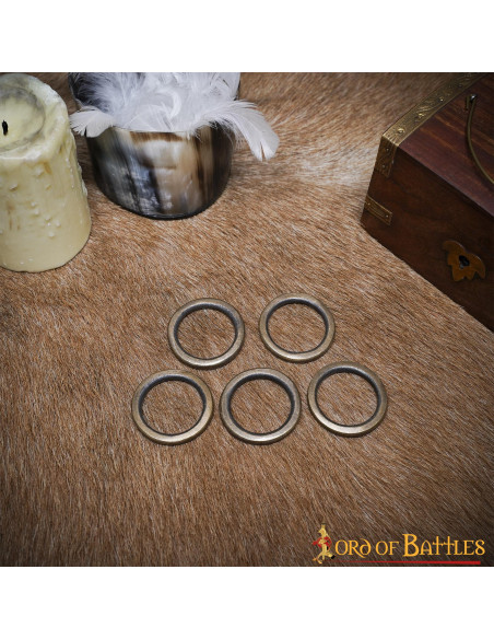 Set of 5 aged brass rings for...