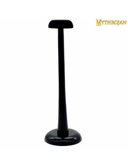 Display stand for helmets in black wood