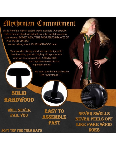 Display stand for helmets in black wood