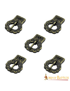 Set of 5 gothic antique brass belt buckles