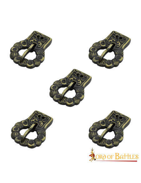 Set of 5 gothic antique brass belt...