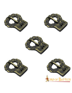 Set of 5 gothic antique brass belt buckles 2