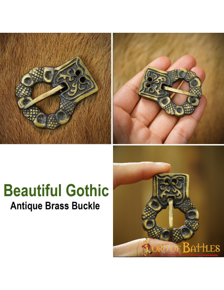 Set of 5 gothic antique brass belt...