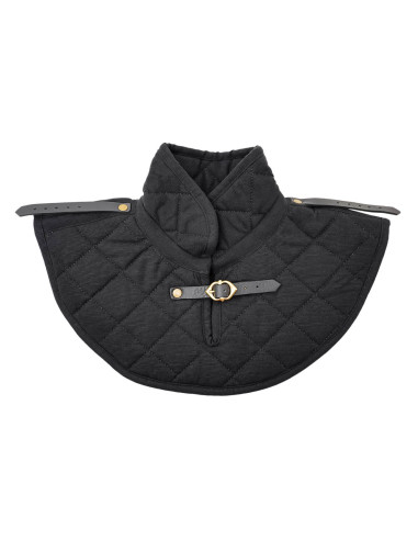 Medieval black gorget padded high neck in cotton