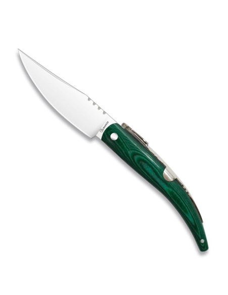 Green stamina billet wood pocket knife
