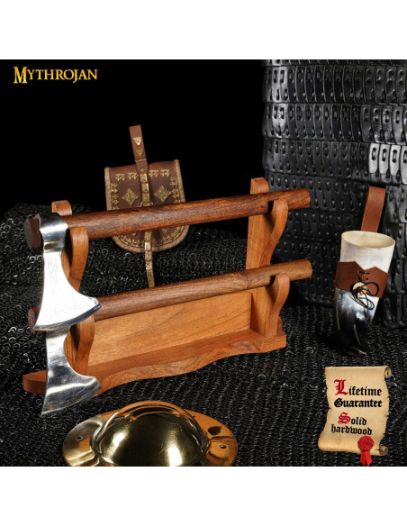 Wooden desktop support for 2 weapons