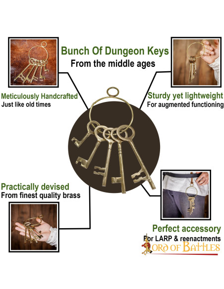 Set 5 keys with keychain of medieval...