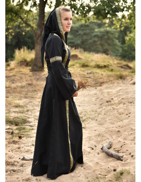 Medieval dress Leonor in black with hood