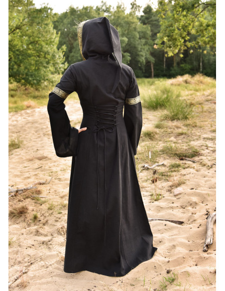 Medieval dress Leonor in black with hood