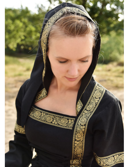 Medieval dress Leonor in black with hood