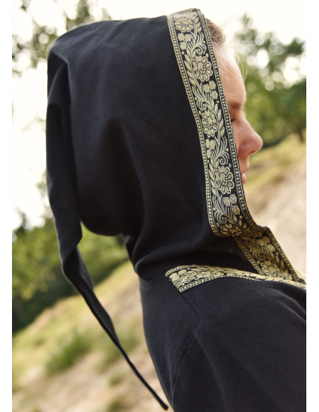 Medieval dress Leonor in black with hood