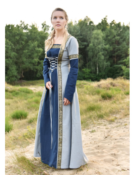 Medieval Dress Leonor in Blue-Grey