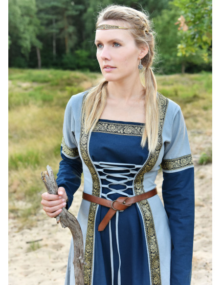 Medieval Dress Leonor in Blue-Grey