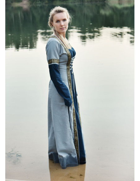 Medieval Dress Leonor in Blue-Grey