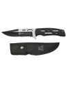 Black K25 tactical knife, mixed blade with saw