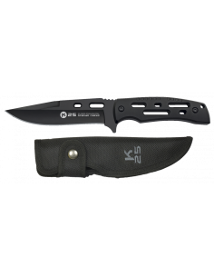 Black K25 tactical knife, blade without serration