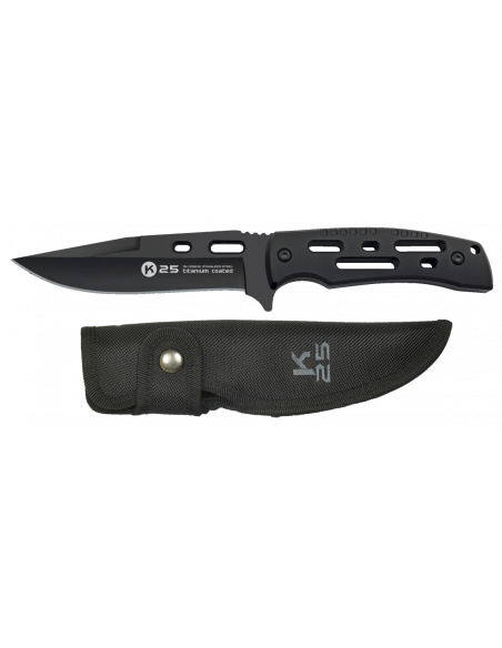 Black K25 tactical knife, blade...