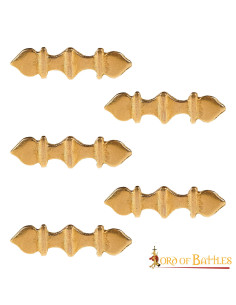 Set of 5 brass ornaments for medieval belts