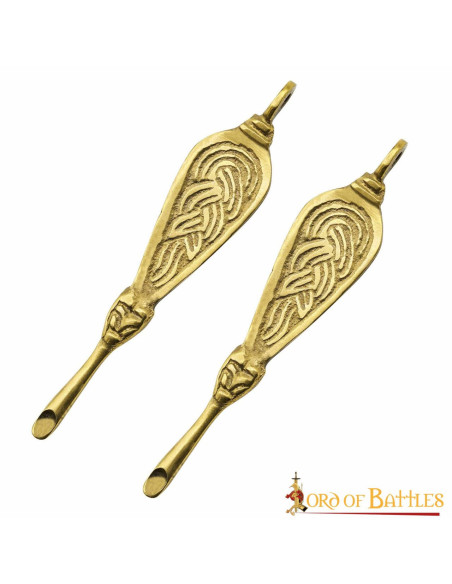Set of 2 viking brass ear cleaners