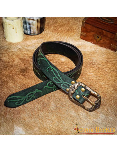 Forest Elf belt in embossed green leather 2
