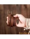 Viking brown narrow belt with buckle and plate