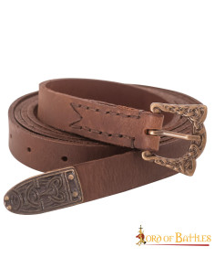 Viking brown narrow belt with buckle and plate 2
