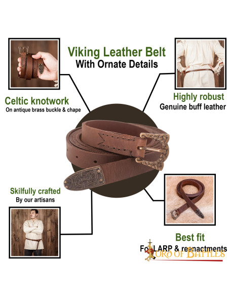Viking brown narrow belt with buckle...