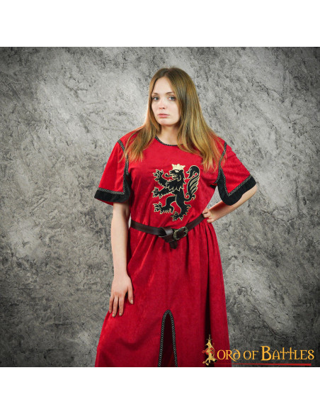 Red medieval tunic with rampant lion Red medieval tunic with rampant lion