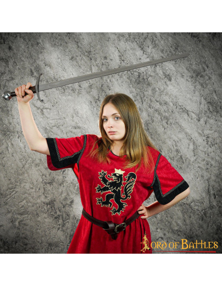 Red medieval tunic with rampant lion Red medieval tunic with rampant lion