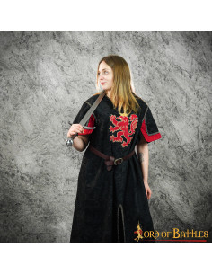 Black medieval tunic with rampant lion 2