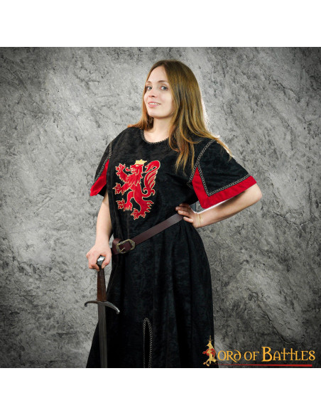 Black medieval tunic with rampant lion
