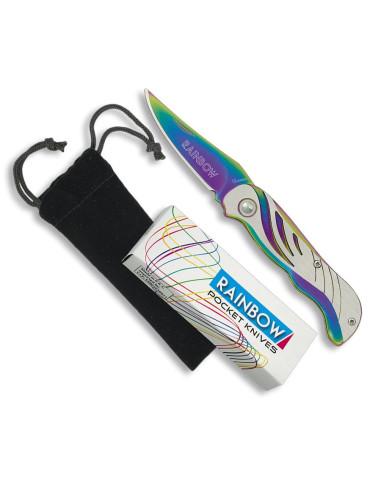 Rainbow pocket knife with velvet sheath (15.5 cm.)