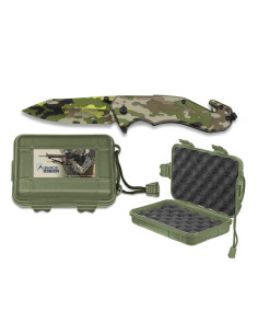 Albainox rescue knife green camo with box (20.8 cm.)