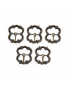 Set of 5 medieval buckles, aged brass, for belts and bags