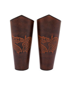 Dragon Fantasy Bracelets in embossed leather, brown