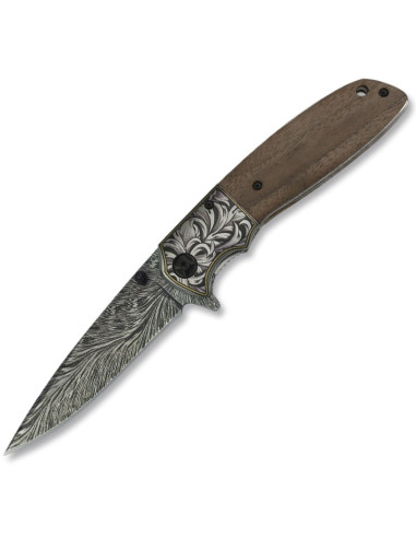 Imitation damask flower printed pocket knife (22 cm.)