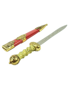 Decorative Roman dagger with gold and red sheath