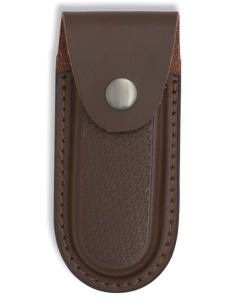 Rigid brown leather case for pocket knives (15x6 cm.)