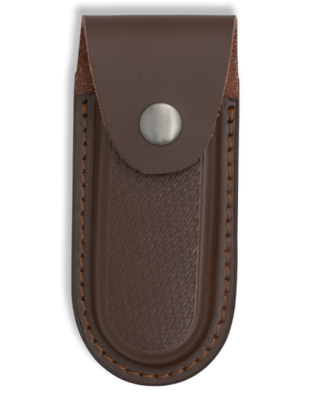 Rigid brown leather case for pocket...