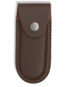 Rigid brown leather case for pocket knives (15x6 cm.)