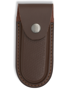 Rigid brown leather case for knives (13.5x6 cm.)